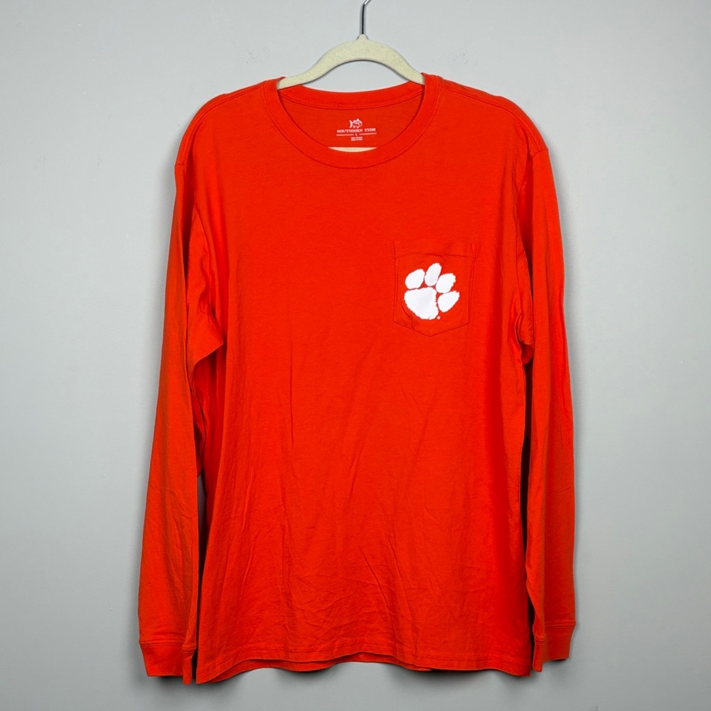 Southern Tide Mens Orange Clemson Tigers Skipjack Goes to College LS Shirt SZ L